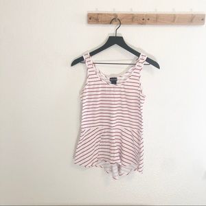 Wet Seal Red and White Stripe Peplum Tank Top